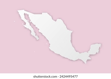 Mexico Map - World map International vector template with paper cut style including shadow and white color on pink background for design, education, website - Vector illustration eps 10