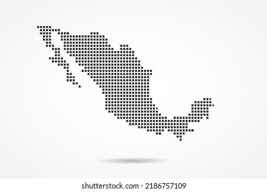 Mexico Map - World map vector template with Black pixel, grid, grunge, halftone style isolated on white background for education, infographic, design, banner - Vector illustration eps 10