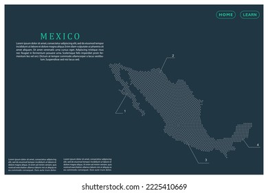 Mexico Map - World map vector template with Grey dots, grid, grunge, halftone style isolated on green background for education, infographic, design, website, banner - Vector illustration eps 10