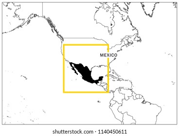Mexico map yellow frame geography national 