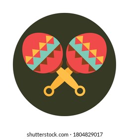 mexico maracas instrument musical celebration festival national block and flat icon vector illustration