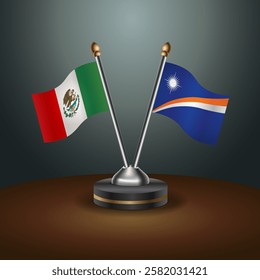 Mexico and Marshall Islands table flags relation with gradient backgrund