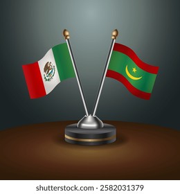 Mexico and Mauritania table flags relation with gradient backgrund