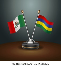 Mexico and Mauritius table flags relation with gradient backgrund