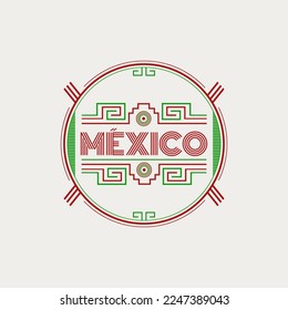 Mexico Maya Aztec emblem design mexican colors