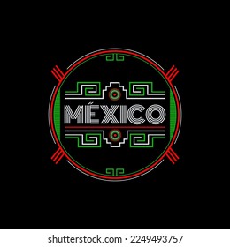 Mexico Maya Aztec emblem design mexican colors