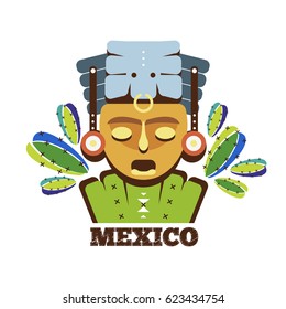 Mexico Mayan mask icon