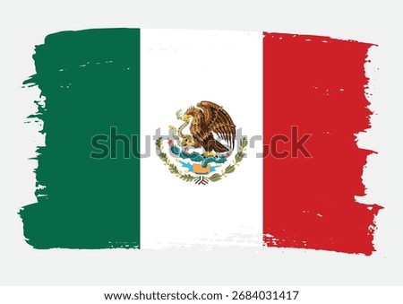Mexico Mexican flag brush paint texture vector icon