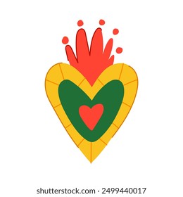 mexico mexican heart cartoon. fire corazon, flowers holy, flame seamless mexico mexican heart sign. isolated symbol vector illustration