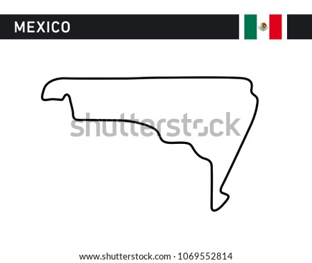 Mexico, Mexican race track, circuit for motorsport and auto sport. Vector illustration road. 