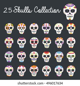 Mexico, Mexican skull, Mexico sugar skull set, Day of the death illustration