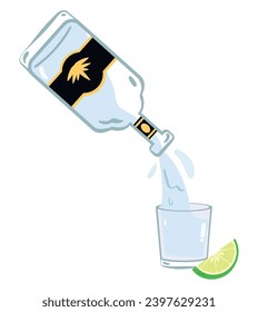 mexico mezcal pouring drink illustration isolated