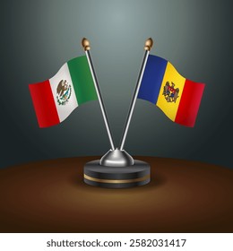 Mexico and Moldova table flags relation with gradient backgrund