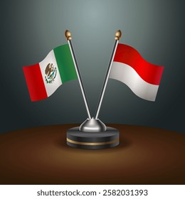 Mexico and Monaco table flags relation with gradient backgrund