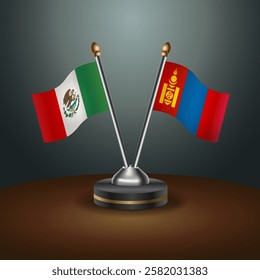 Mexico and Mongolia table flags relation with gradient backgrund