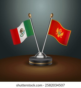 Mexico and Montenegro table flags relation with gradient backgrund