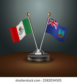 Mexico and Montserrat table flags relation with gradient backgrund