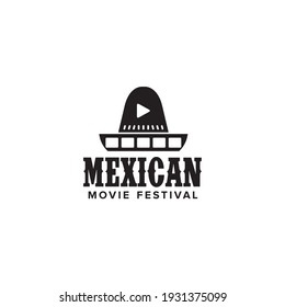 Mexico movie logo with traditional hat logo design template