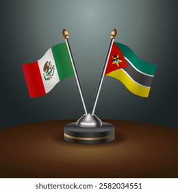 Mexico and Mozambique table flags relation with gradient backgrund