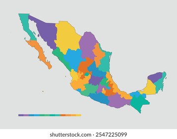 méxico mp mapa estilizado cor colorido vetor vetor