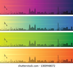 Mexico Multiple Color Gradient Skyline Banner