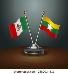 Mexico and Myanmar table flags relation with gradient backgrund