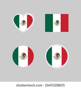 Mexico nation flag collection emblem design vector