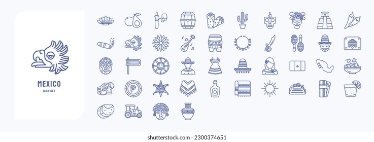 Mexico national and culture, including icons like Agave, Avocado, Barrel, Burrito and more