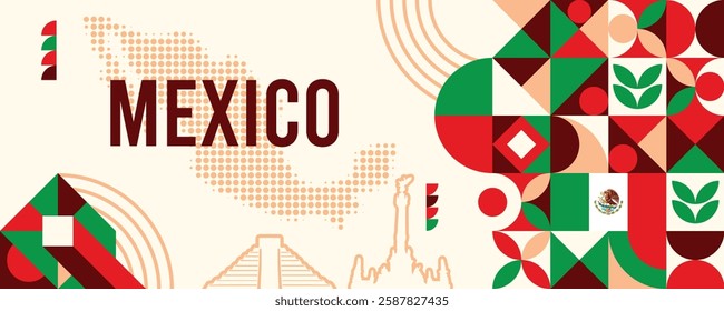 mexico national day geometric banner