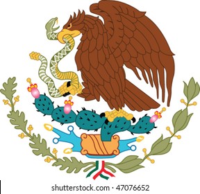 Mexico National Emblem - Golden Eagle Catch Snake