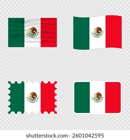 Mexico national flag in four different styles.