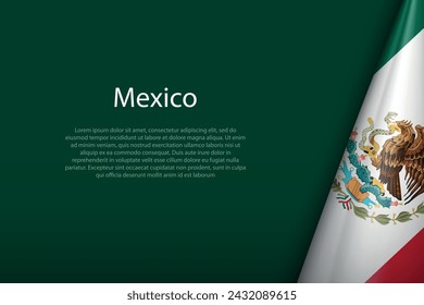 Mexico national flag isolated on dark background with copyspace
