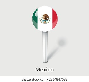 Mexico national flag map marker pin icon illustration