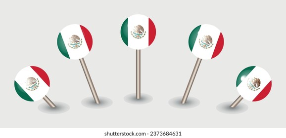 Mexico national flag map marker pin icon illustration