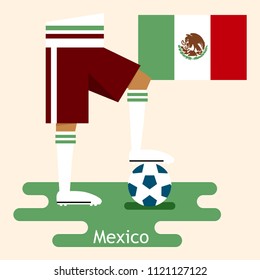 Mexico, national soccer Jerseys and flag, flat design