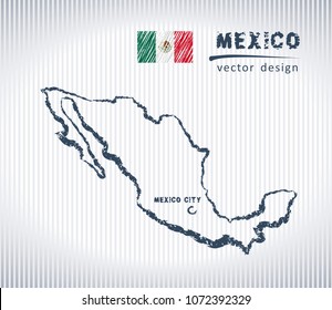 Mexico national vector drawing map on white background
