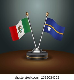 Mexico and Nauru table flags relation with gradient backgrund