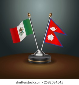 Mexico and Nepal table flags relation with gradient backgrund