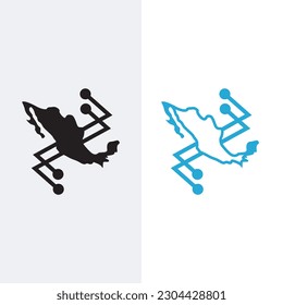 mexico Network map logo design template sign. monoline style and silhouette stylish.
