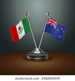 Mexico and New Zealand table flags relation with gradient backgrund