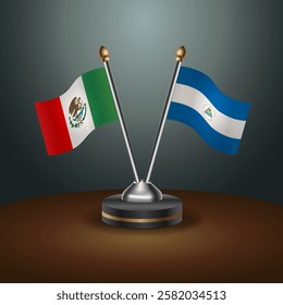 Mexico and Nicaragua table flags relation with gradient backgrund