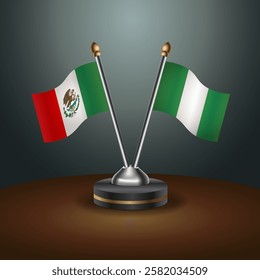 Mexico and Nigeria table flags relation with gradient backgrund