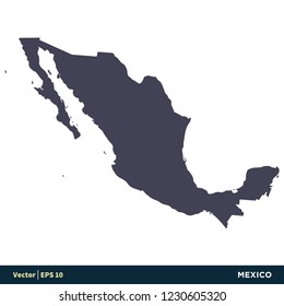 Mexico - North America Countries Map Icon Vector Logo Template Illustration Design. Vector EPS 10.