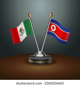 Mexico and North Korea table flags relation with gradient backgrund