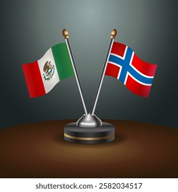 Mexico and Norway table flags relation with gradient backgrund