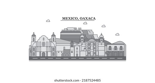 México, horizonte urbano de Oaxaca ilustraciones vectoriales aisladas, íconos