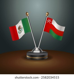 Mexico and Oman table flags relation with gradient backgrund