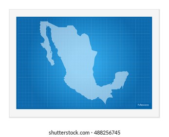 Mexico on blueprint on a white background.
