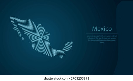 Mexico outline map filled with concentric circles on dark gradient background
