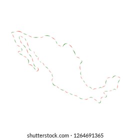 Mexico outline map made by the strokes of the brush
